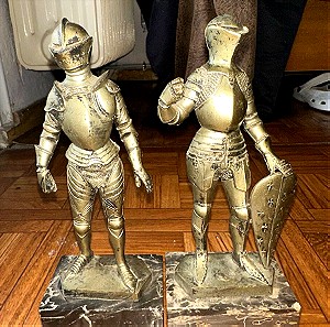 2 ιππότες αγαλματάκια με μαρμάρινη ιταλική βάση