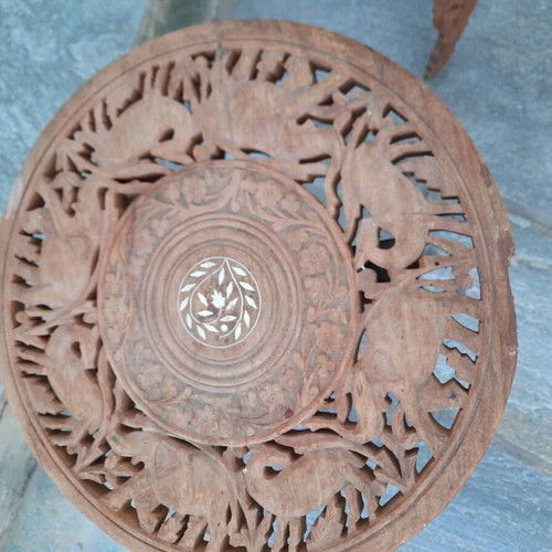 Wooden carved tables like new, set of two