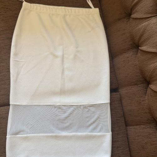 White midi skirt with mesh detail, size L, like new