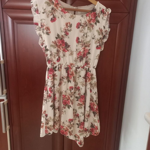 Vintage dress with roses, asymmetrical, sleeveless, like new, size M/L