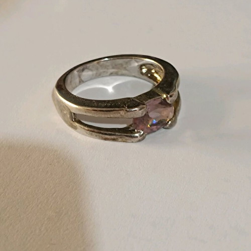 Ring with amethyst-type stone used, stainless steel