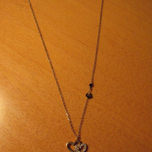 Silver necklace hearts 925 with zirconia new