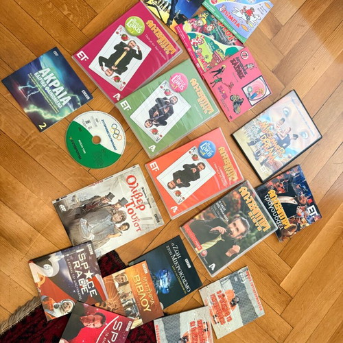 Mixed DVD collection used with BBC documentaries, kids, comedy, movies