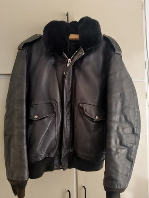 Schott NYC vintage δερμάτινο bomber jacket μεταχειρισμένο, με αφαιρούμενη επένδυση, μαύρο, L