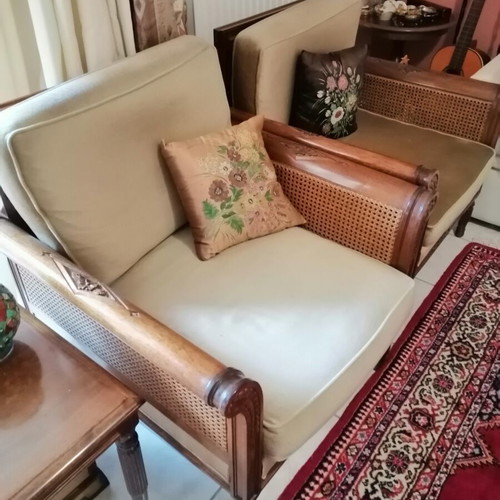 Vintage sofa with 2 armchairs used, good condition