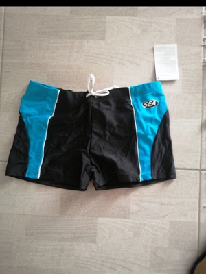 Children's swim trunks new, black and blue