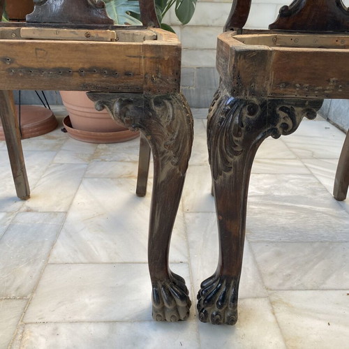Chairs with lion feet pack of 4, solid wood, used, 1936