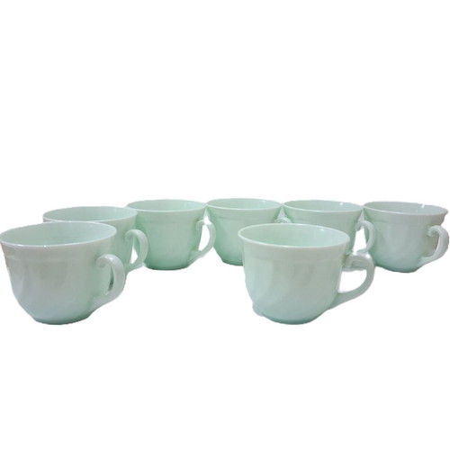 Arcopal Glasses set of 7 jadeite green milk glass like new