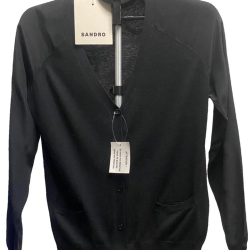 Sandro vest new, classic with 100% silk sleeves, black
