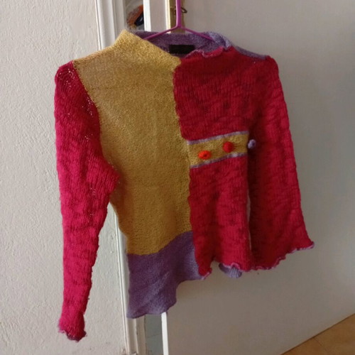 Women's wool and mohair jumper used, size S, multicolored
