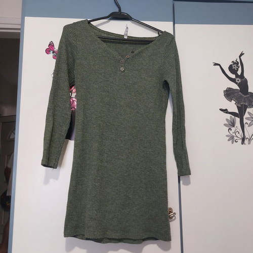 Elastic khaki blouse dress, size S