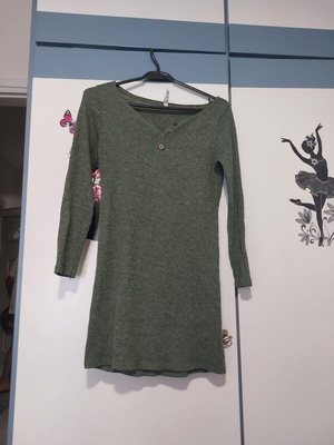 Elastic khaki blouse dress, size S