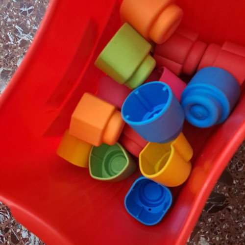 Baby Clemmy Soft Blocks like new, 18 pieces with storage tub