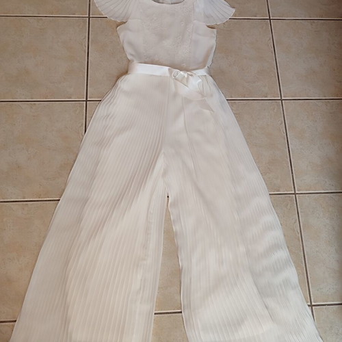 Monsoon Lace Pleated Bridesmaid Jumpsuit, ivory