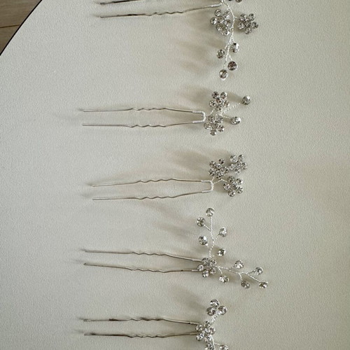 Set of 5 bridal hairpins with rhinestones