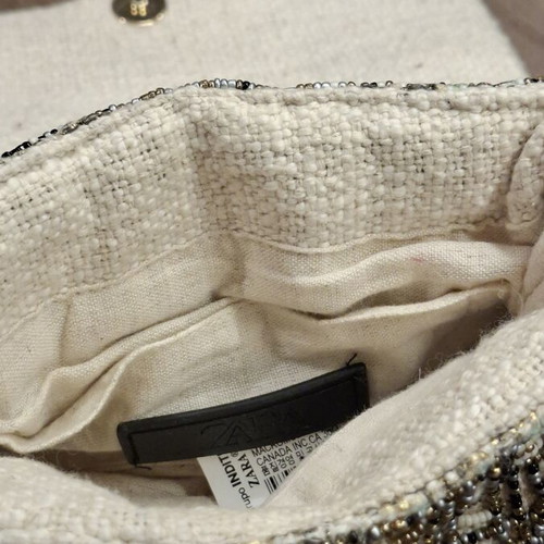 Zara shoulder bag like new, beige with silver and gold stones and chain