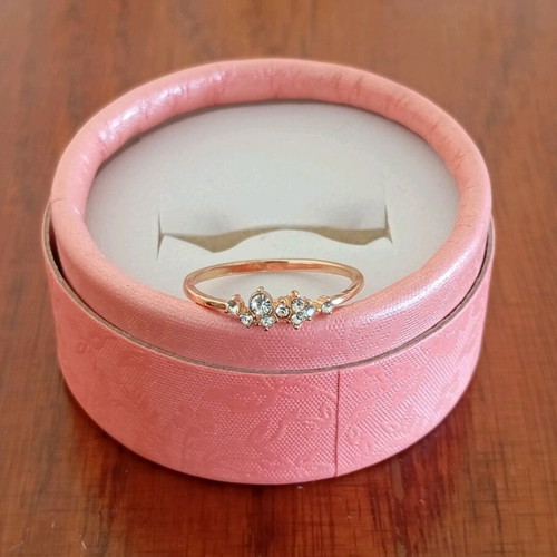 Gold plated ring with zircon stones, size 7