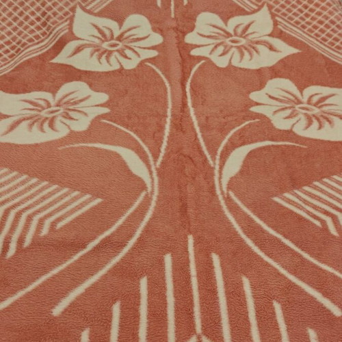 Vintage Naoussa blanket used, soft texture, large floral design