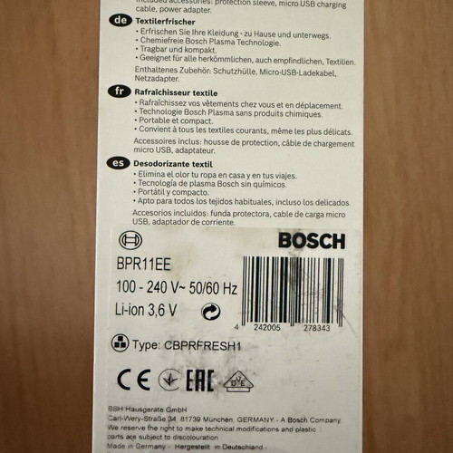 Bosch FreshUp BPR11EE portable odor remover