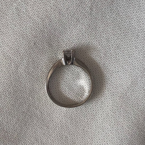 Silver solitaire ring