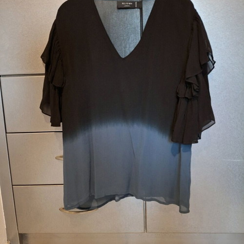 Religion blouse like new, black and blue with transparent back