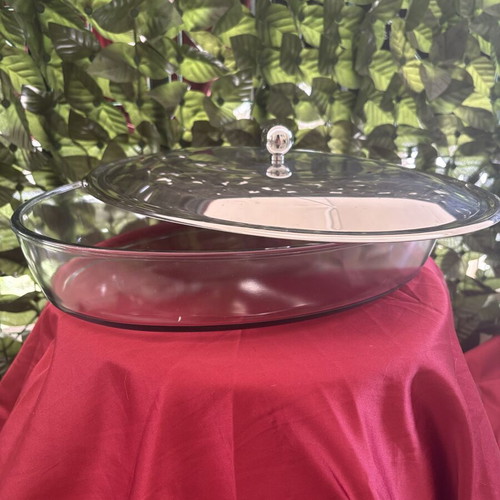 Marinex Glass Oval Pyrex with Metal Lid 36cm like new
