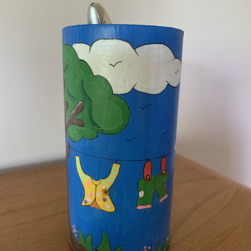Bamboo Pencil Holder hand-painted, like new