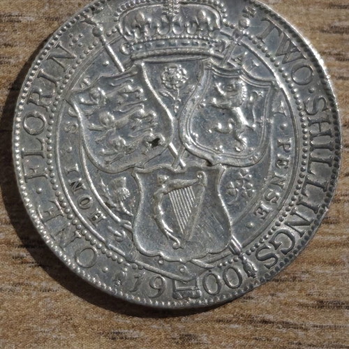 2 Shillings (Florin) 1900 silver coin like new