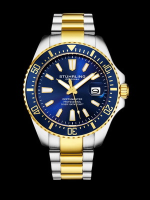 Stuhrling Diver Two-Tone Watch new, men's, blue dial