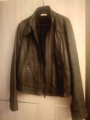 DKNY Jeans leather women's jacket, brown and green