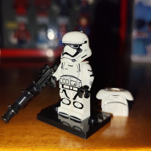 First Order Stormtrooper figure like new with base and blaster