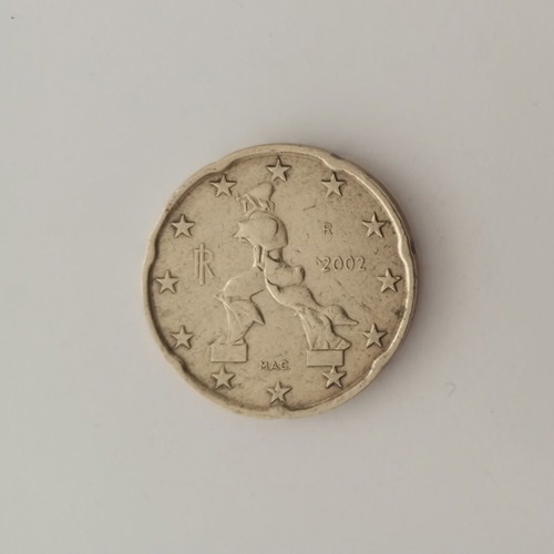 20 Cent Coin Italy 2002 used, rare design by Umberto Boccioni