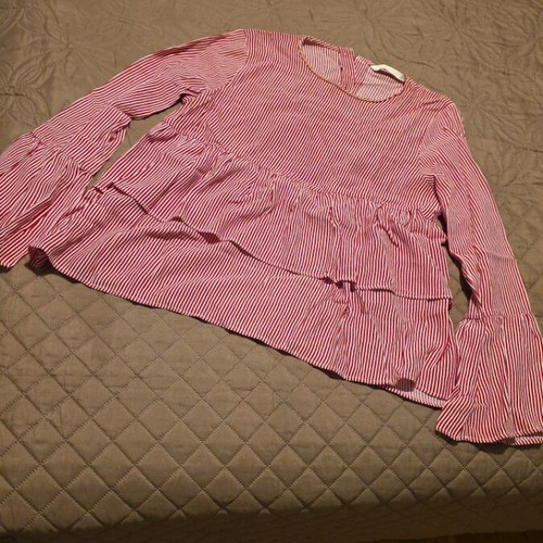 Zara Red Striped Blouse Size M 38 10 Like New