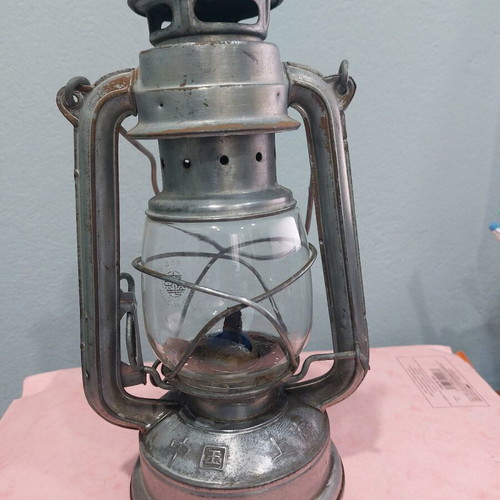 Vintage metal oil lantern used, industrial decorative