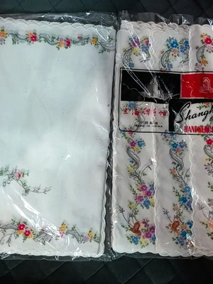Retro women's handkerchiefs Shanghai Brand new, 2 sets of 12 pcs
