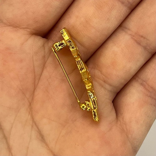 Small pin used with three stars and rhinestones gold plated