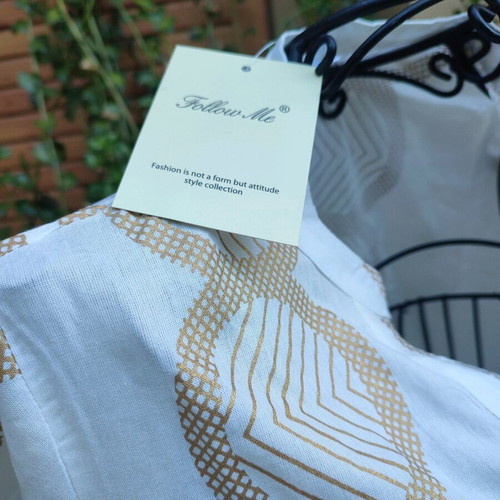 Caftan 100% Viscose New White with Gold Designs