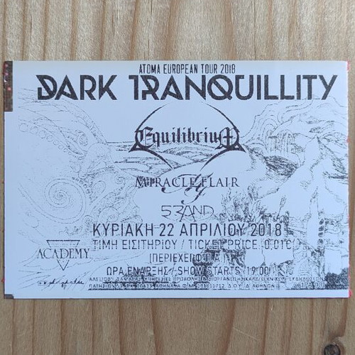 Dark Tranquillity Ticket like new, Academy Club 22-4-2018