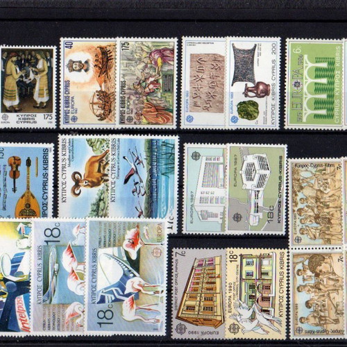 Ten Unused Complete Cyprus EUROPA CEPT Stamp Sets