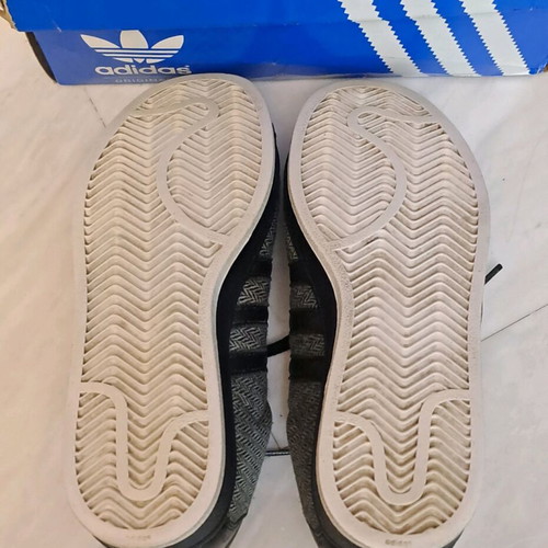 Adidas Superstar sneakers used, black with herringbone fabric