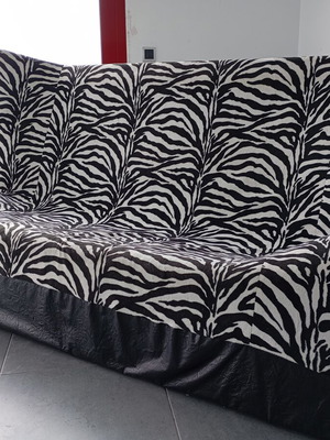 Statement Italian three-seater sofa used, zebra print with metal base