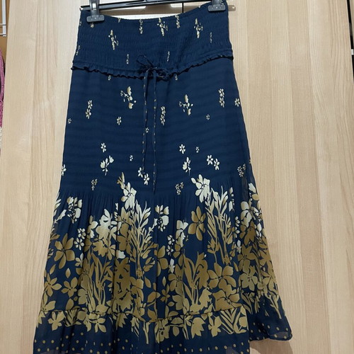Zara strapless blue dress with beige floral lining like new