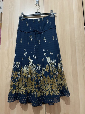Zara strapless blue dress with beige floral lining like new