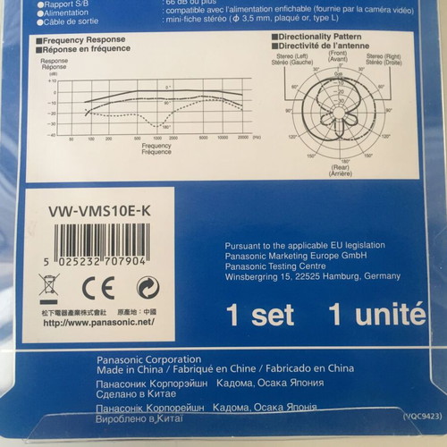 Panasonic VW-VMS10E Stereo Condenser Microphone 3.5mm Shock Mounted New