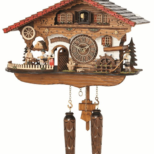 Cuckoo clock with alpine brewery scene, new, musical