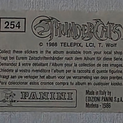 1986 Panini Thundercats Sticker #254