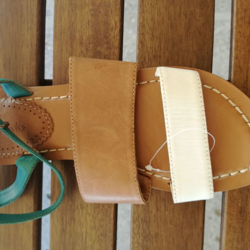 Clarks leather sandals new, tan with turquoise and white, size 39