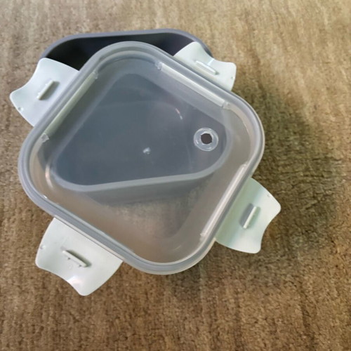 Smash food container used, grey with airtight lid