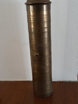 Manual coffee and spice grinder used, brass without crank
