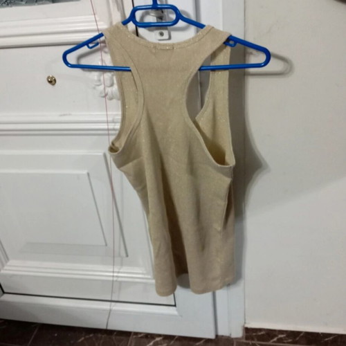 Stradivarius sleeveless women's lurex top size L like new gold